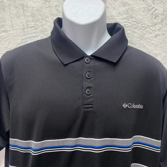Columbia Omni-Wick Polo Shirt Men's Medium Black Striped Advanced Evaporation - Picture 7 of 11